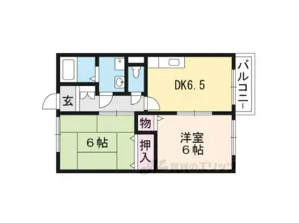 ウィンビューA棟(2DK/1階)の間取り写真