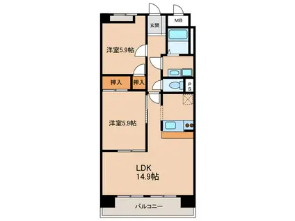 メゾン蒼空(2LDK/2階)の間取り写真