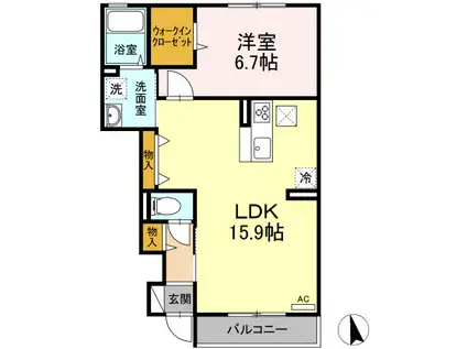 ヴァイデ A(1LDK/1階)の間取り写真