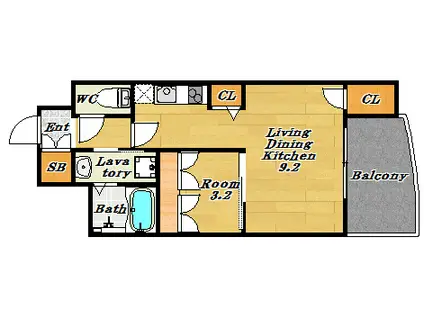 セレニテ福島シェルト(1LDK/3階)の間取り写真