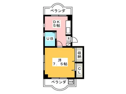 コーポレイトハウス(1DK/3階)の間取り写真