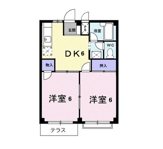 エルディム大本(2DK/2階)の間取り写真