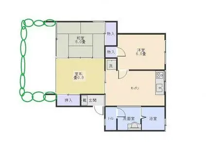 セジュール亜希B棟(3DK/1階)の間取り写真