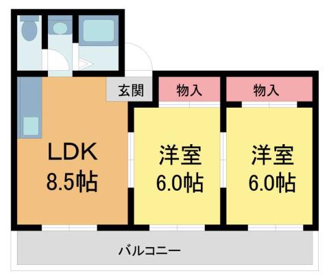 クリオシティーIII(2DK/3階)の間取り写真