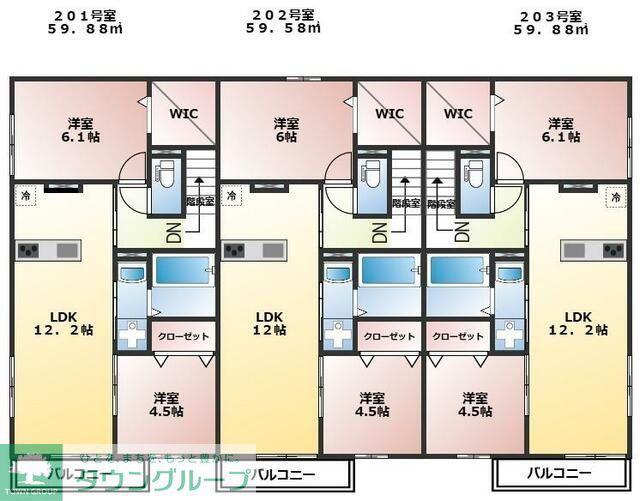 タウンヒル(2LDK/2階)の間取り写真