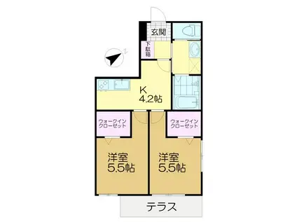 ウィステリア羽根木(2K/1階)の間取り写真