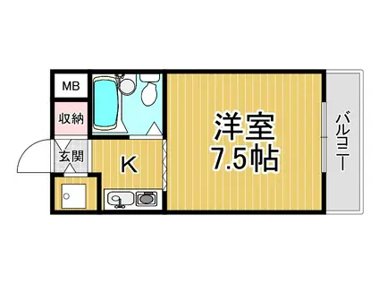 ジョイフル塚口(1K/3階)の間取り写真