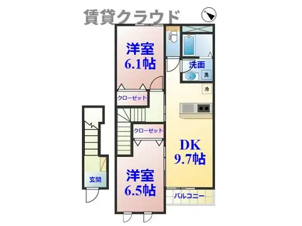 プランドール(2DK/2階)の間取り写真