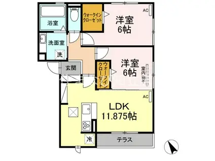 ルピナス悠(2LDK/1階)の間取り写真