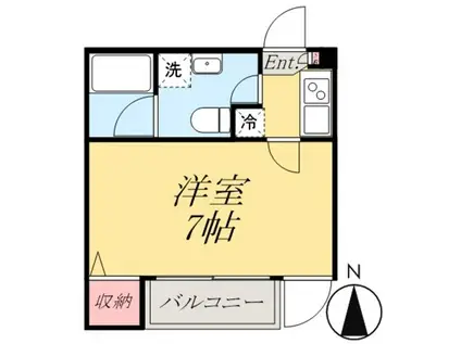 ルフレ東四つ木(1K/2階)の間取り写真