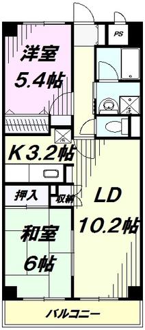 タカーラハーヴェスト弐番館(2LDK/1階)の間取り写真