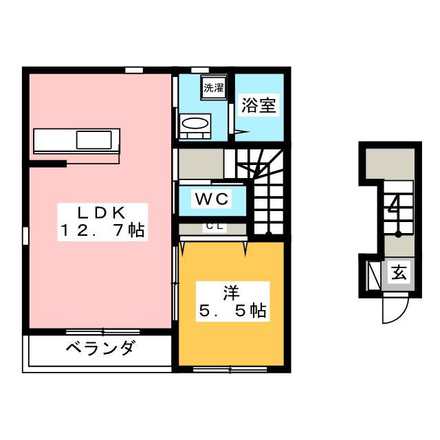フルール・ド・リス(1LDK/2階)の間取り写真