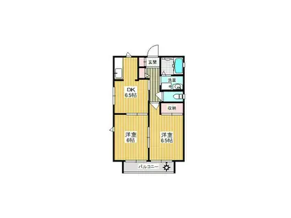 ヴェルテ・タケミB棟(2DK/2階)の間取り写真