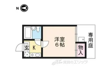 アッパーウエストサイド西賀茂(1K/1階)の間取り写真