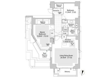 パークフラッツ渋谷神山町(2LDK/9階)の間取り写真