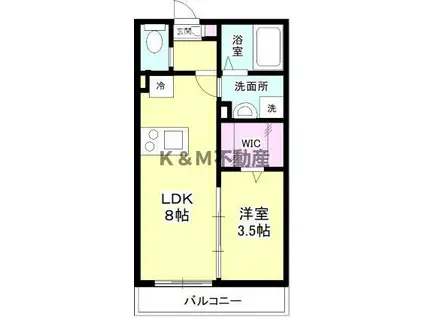 ソレイユ南柏(1LDK/3階)の間取り写真