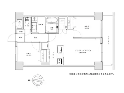 ライオンズマンション亀戸カナメビル(2LDK/2階)の間取り写真