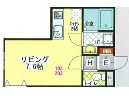 FLAIR新富(1K/1階)の間取り写真