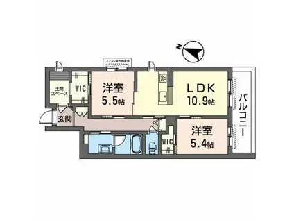 シャーメゾン レアレア(2LDK/2階)の間取り写真