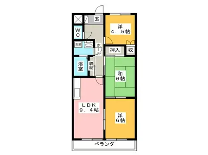 ピアアルティア(3DK/2階)の間取り写真