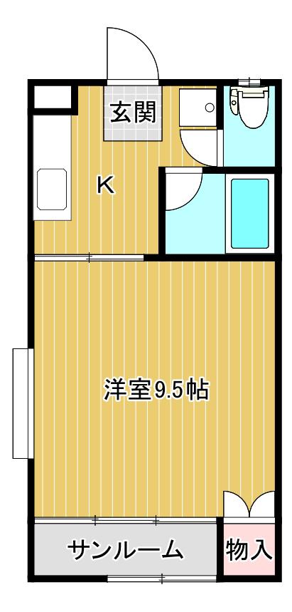 オータムポエム(1K/1階)の間取り写真