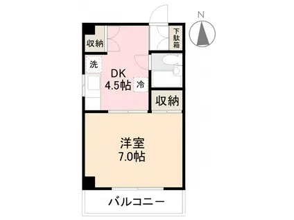 中野町ハイツ(1DK/4階)の間取り写真