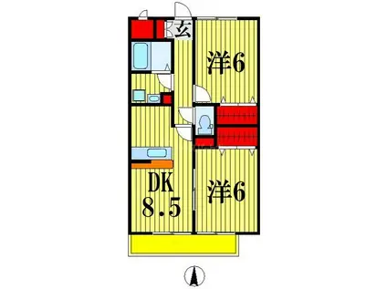 カーサニコル(2DK/2階)の間取り写真