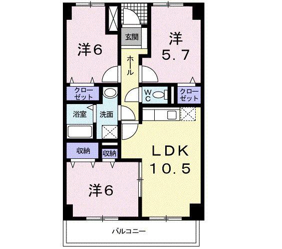 ミレニアム・アリュール(3LDK/3階)の間取り写真