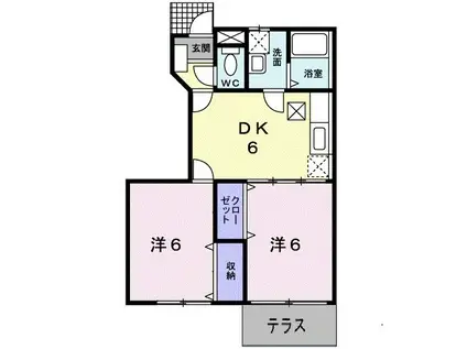 アルコ・イーリスA(2DK/1階)の間取り写真