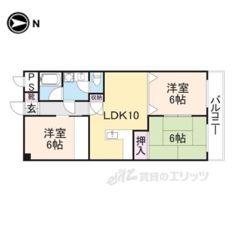 第6サンコウヒルズ北館(3LDK/2階)の間取り写真