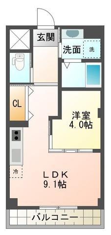 トレスヴィア(1LDK/2階)の間取り写真