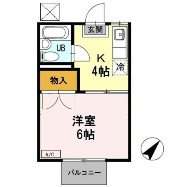 コーポ下賀茂(1K/1階)の間取り写真
