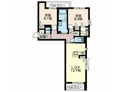 アンビエラ杉木(2LDK/2階)の間取り写真