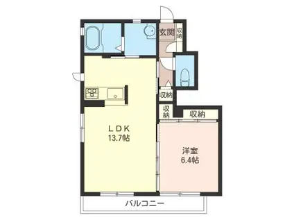 メルヴェーユI(1LDK/1階)の間取り写真