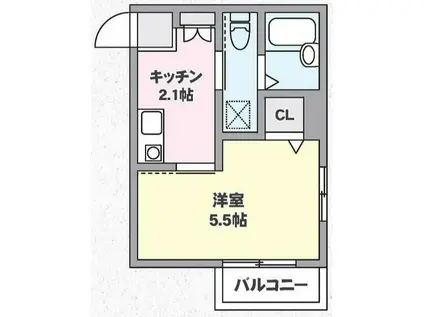 ホワイトファン(1K/1階)の間取り写真