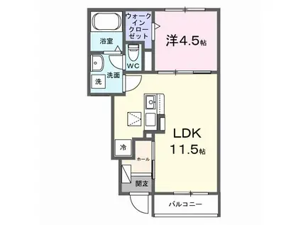 フリーデ プロムナード(1LDK/1階)の間取り写真