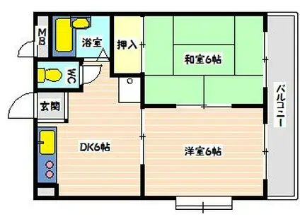 メゾン長尾(2DK/3階)の間取り写真