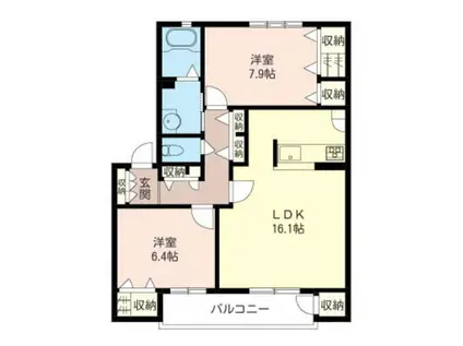 アルファタウン和泉町A(2LDK/2階)の間取り写真