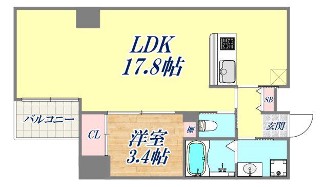 ZONNA神戸磯上通(1LDK/10階)の間取り写真