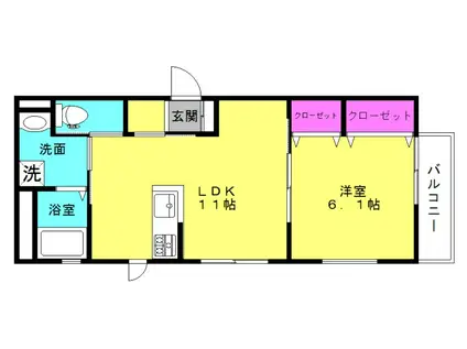 センチュリー扇町(1LDK/1階)の間取り写真