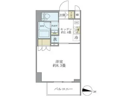 レクシード両国駅前(1K/3階)の間取り写真