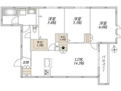 シュシュ・ドミールII(3LDK/2階)の間取り写真
