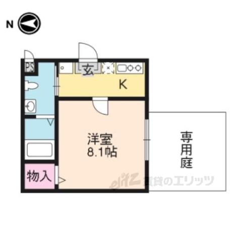 サンフォレスト北白川(1K/1階)の間取り写真
