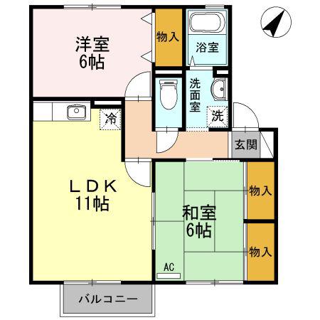 カントリーフォレスト(2LDK/2階)の間取り写真