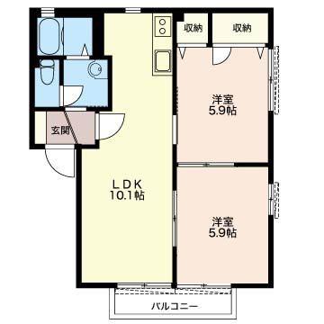 パルティール(2LDK/2階)の間取り写真
