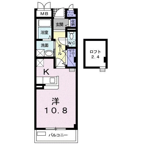 メゾン堂ノ前A棟(1K/2階)の間取り写真