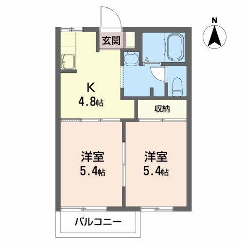 ヴィオラSIN B(2K/2階)の間取り写真