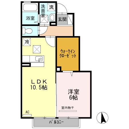 ウェルネス(1LDK/1階)の間取り写真