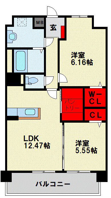 THE STAGE紅梅(2LDK/3階)の間取り写真