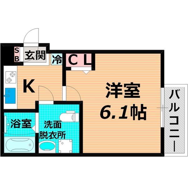 CIEL高殿(1K/3階)の間取り写真